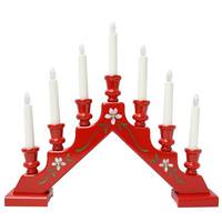 View 15" x 17" 7 Light Electric Red Decor Wooden Sara Swedish Candelabra / Candlestick